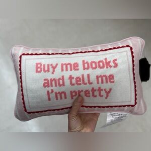 Buy Me Books and Tell Me I’m Pretty Decorative Needlepoint Pillow